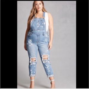 Forever 21 Overalls with Cool Paint Splash